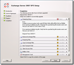 Exchange 2007 SP3 error
