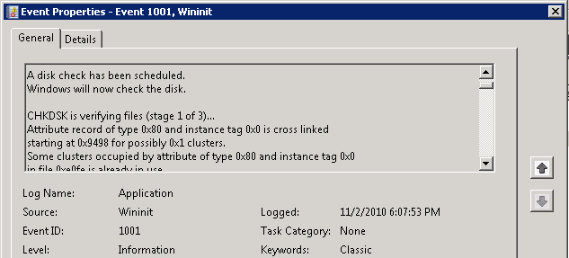 View Chkdsk Log Vista