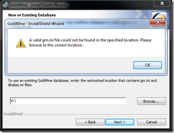 GoldMine Install Error 1