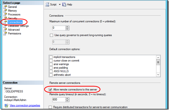 SQL Express Connections