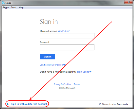 unable to sign into skype using microsoft account