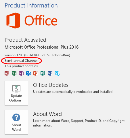 Change Microsoft Office to Semi-Annual Channel