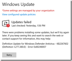 Windows Update transient error 2