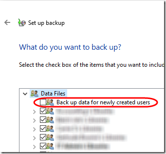 Windows Backup Selection