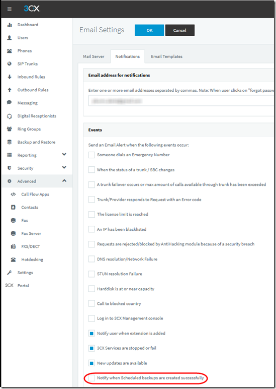 3CX Backup notifications 1