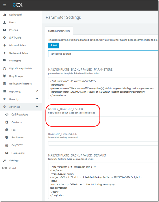 3CX Backup notifications 2