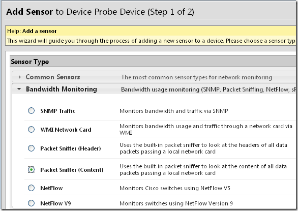 Monitoring.PRTG Add Sensor