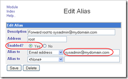 Sendmail root alias